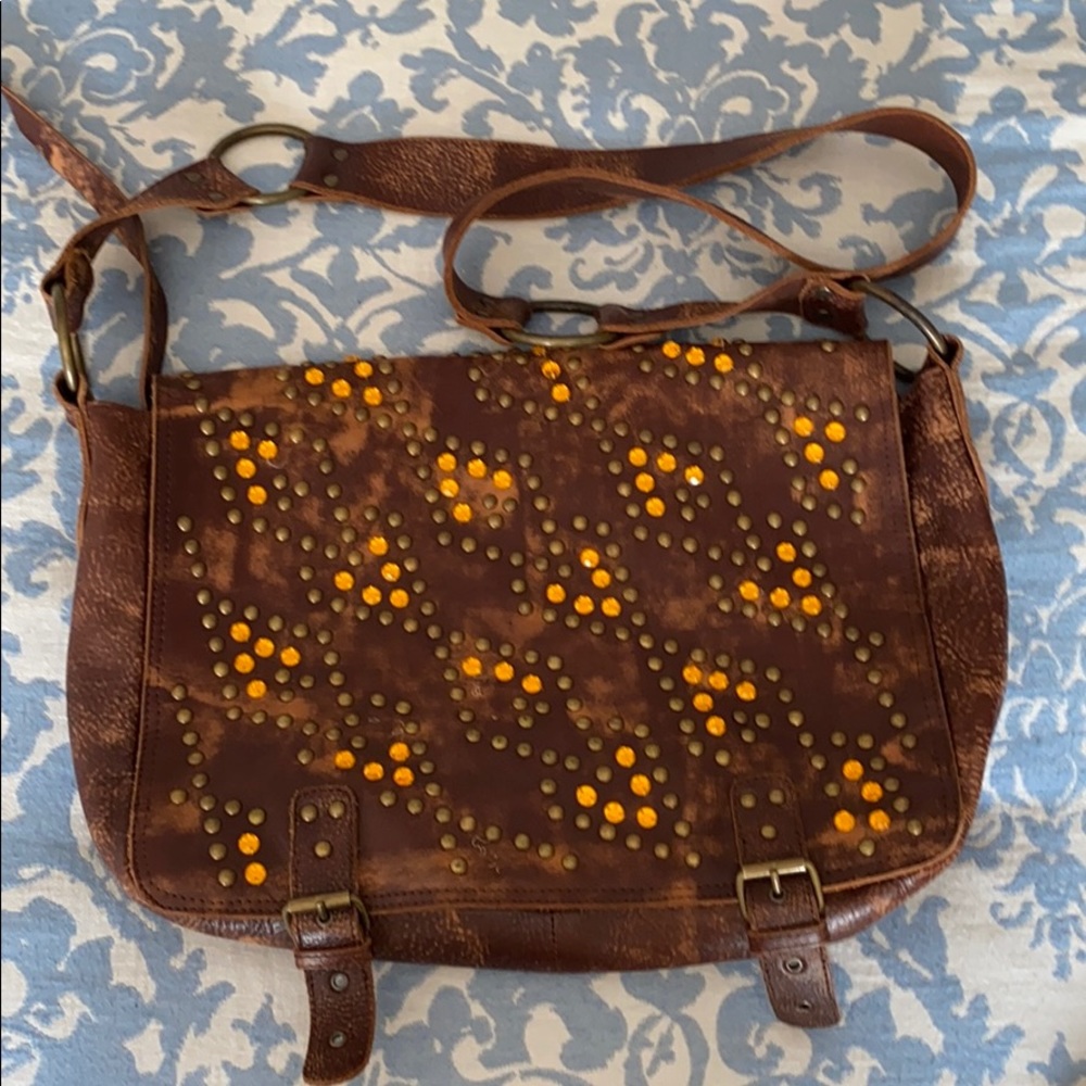 BETSEY JOHNSON Distressed Leather Messenger Bag